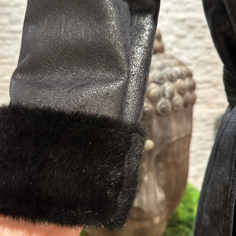 Hawke & Co Black Trench Coat Faux Fur Collar size Small - Picture 4 of 11